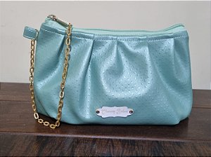 Clutch Luxo- bolsa de mão - verde menta - couro ecológico