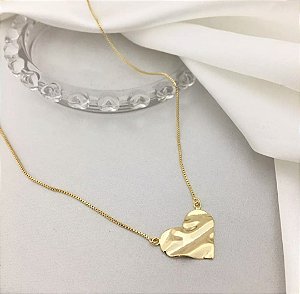 corrente Veneziana de coração martelado = dourado