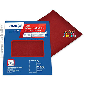 Folha de lixa para massa ou madeira grão 120 - Tigre - Vermelho