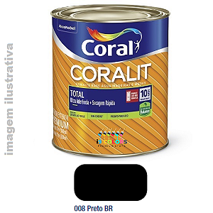 Esmalte Base Agua Coralit Total Balance  0,9 litro - Coral - Preto Brilhante