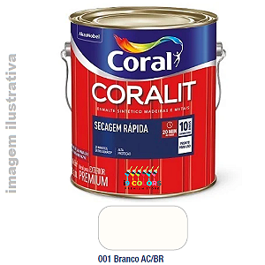 Esmalte Sintético Coralit Secagem Rápida 3 litros - Coral - Branco Brilhante