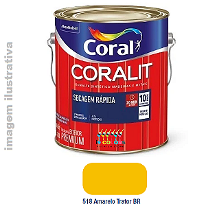 Esmalte Sintético Coralit Secagem Rápida 3 litros - Coral - Amarelo Trator Brilhante