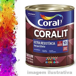 Esmalte Sintético Coralit Ultra Resistência  0,8 litro - Coral - Base P Brilhante