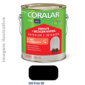 Esmalte Sintético Coralar Secagem Rápida  3,6 litros - Preto Fosco