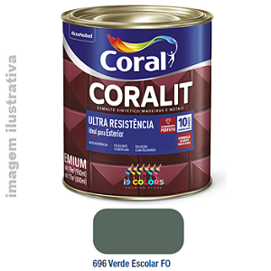 Esmalte Sintético Coralit Ultra Resistência  0,9 litro - Coral - Verde Escolar Fosco