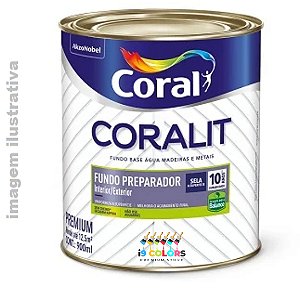 Coralit Fundo Preparador Base Agua Madeiras e Metais  0,9 litro - Branco Fosco