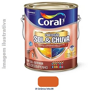 Resina Impermeabilizante Sol e Chuva 3,6 litros - Coral - Cerâmica Telha Brilhante