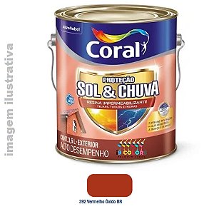 Resina Impermeabilizante Sol e Chuva 3,6 litros - Coral - Vermelho Óxido Brilhante