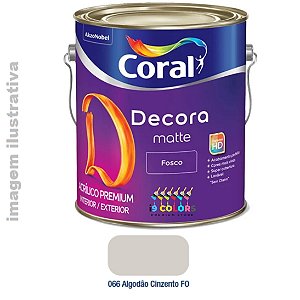 Tinta Acrílica Coral Decora Matte  3,6 Litros - Algodão Cinzento Fosco