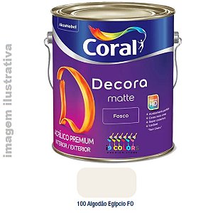 Tinta Acrílica Coral Decora Matte  3,6 Litros - Algodão Egícpio Fosco