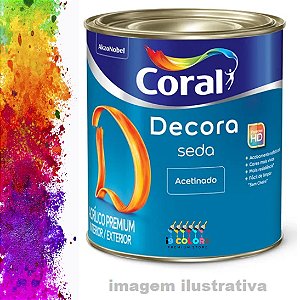 Tinta Acrílica Coral Decora Seda  0,8 litros - Base P Acetinado