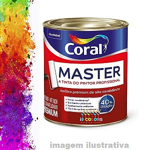 Tinta Acrílica Coral Master  0.8 Litros - Base T Fosco
