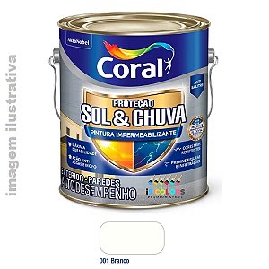 Tinta Acrílica Coral Sol e Chuva Pintura Impermeabilizante  3,6 Litros - Branco Fosco
