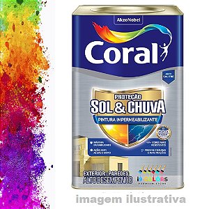 Tinta Acrílica Coral Sol e Chuva Pintura Impermeabilizante 16 Litros - Base P Fosco
