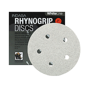 Disco Lixa Indasa 125mm 5 furos Rhynogrip White Line grão   80 - Branco