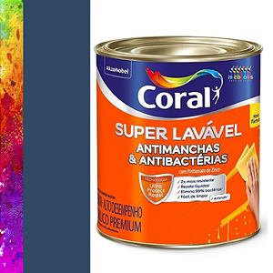 Tinta Acrílica Super Lavável 0,8 litros - Coral - Azul Marinho Vibrante Coral SC