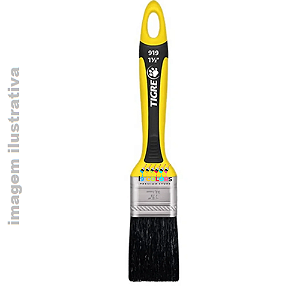 PINCEL TRINCHA RETA 1.1/2 POL TIGRE 919 ESMALTE PREMIUM - Preto