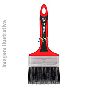 PINCEL TRINCHA RETA 4.0 POL TIGRE 920 CERDAS GRIS PREMIUM PARA ACRILICA - Gris Premium