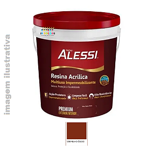 Alessi Resina Acrílica Multiuso  3,6 litros Base Água - Vermelho Óxido Brilhante