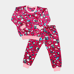 Conjunto Fleece Blusa e Calça Estampado Ursinhos