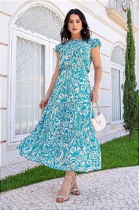 Conjunto Encanto Azul de Saia e Blusa