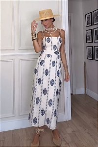 Vestido Midi Estampado Mykonos