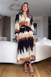 Vestido Versalhes Midi com Manga Longa