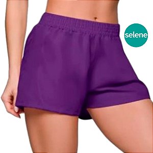 Shorts Esportivo Feminino Sport Soltinho Academia Corrida Treino Selene Preto Rosa Roxo Adulto
