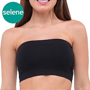 Sutiã Top FAIXA Tomara que Caia Sem Costura SELENE Original Lingerie Alta Qualidade Sustentação Lingerie Bege Nude Preto