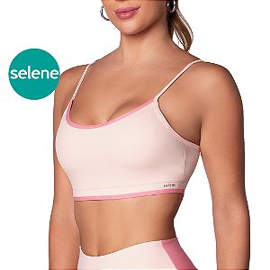 Top com Bojo Removível Alça Fina Regulável Rosê Poliamida Selene Alta Qualidade Reforçado