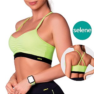 Top Neon Alças Finas com Forro Poliamida Selene Esportivo Academia Treino