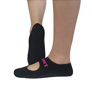 Meia Antiderrapante Yoga Pilates Selene Sports com Grips Emborrachados Não Escorrega Esportiva Preta