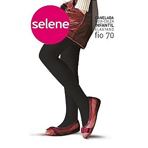 Meia Calça Fio 70 Canelada Infantil SELENE Original com Detalhe Conforto Poliamida Fashion Branca Preta Menina Qualidade