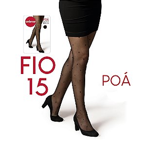 Meia Calça Poá Bolinhas Preta Fio 15 Clássica Detalhes com Ponteira Selene