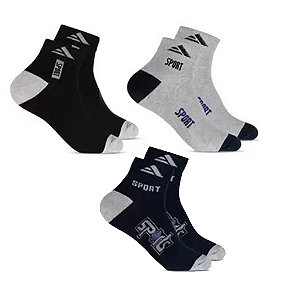 Kit 3 Pares Meia Masculina Cano Curto Baixo 39-43 Sport Adulto Altomax