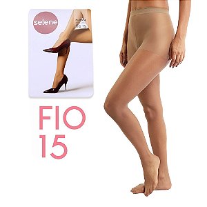 Meia Calça Fio 15 SELENE Fina Clássica Transparente Preta Natural Adulto