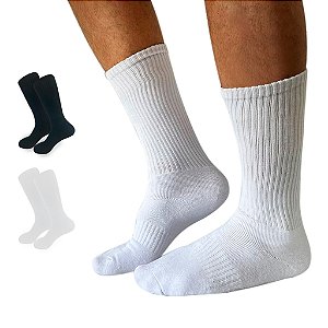 Meia Longa Performance Masculina Punho Canelado Esportiva Anatômica Corrida Treino Academia Cano Longo
