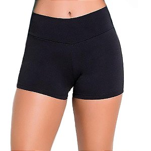 Shortinho Poliamida Fitness Curto Preto Básico Resistente Shorts Treino Ginástica Academia Feminino Mirage