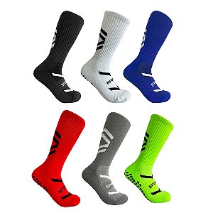 Meia Sport Antiderrapante Adulto 39-43 Cano Longo Futebol Corrida Crossfit Treino Masculina Alta Preto e Cores