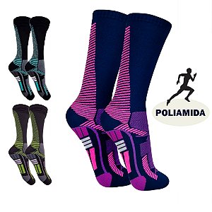 Meia 3/4 Longa Poliamida Corrida Ciclismo Adulto Feminina Masculina Esportiva Centopé Unissex
