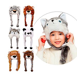 Touca Gorro Bichinhos Super Macia Pelucia Forro Capuz Animais Capuz Bichos Infantil Juvenil Fofinho Panda Urso Coelho
