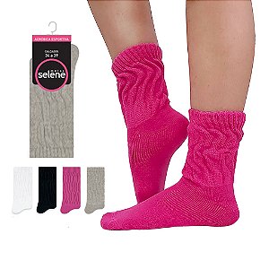 Meia Aerobica Selene Algodão Fitness Esportiva Cano Médio Feminina Academia Esporte Treino 34-39