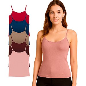 Regata Blusinha Alcinha Blusa Alça Fina Feminina Regatinha Básica Poliamida Malha Fria