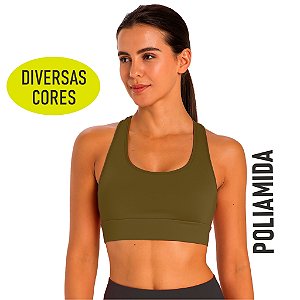 Top de Academia Reforçado Fitness Várias Cores Poliamida Sem Bojo Modelo Nadador Ginástica Pilates Yoga Corrida
