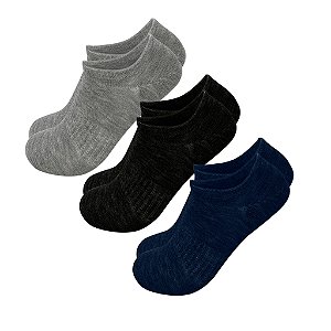 Kit 3 Meia Básica Curta Lisa Masculina 38 ao 43 BOM Sapatilha Invisivel
