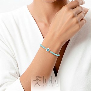 Pulseira Lubi Olho Grego Turquesa