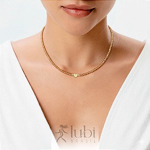Colar Lubi Choker Coração Jasper