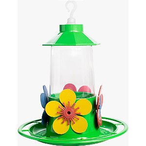 Bebedouro Beija Flor Colibri Passaros Ecológico 250ml Com Chapéu e Poleiro Bandeja Cores Aleatórias