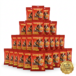 Kit 30un Bifinhos Amiguitos Carne 60g Super Premium Cães