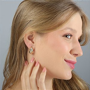 Brinco IsaLuz Meia Argola Martelado Banhado em Ouro 18k